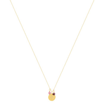 Collier or 375 jaune pierres synthétiques violettes 45cm