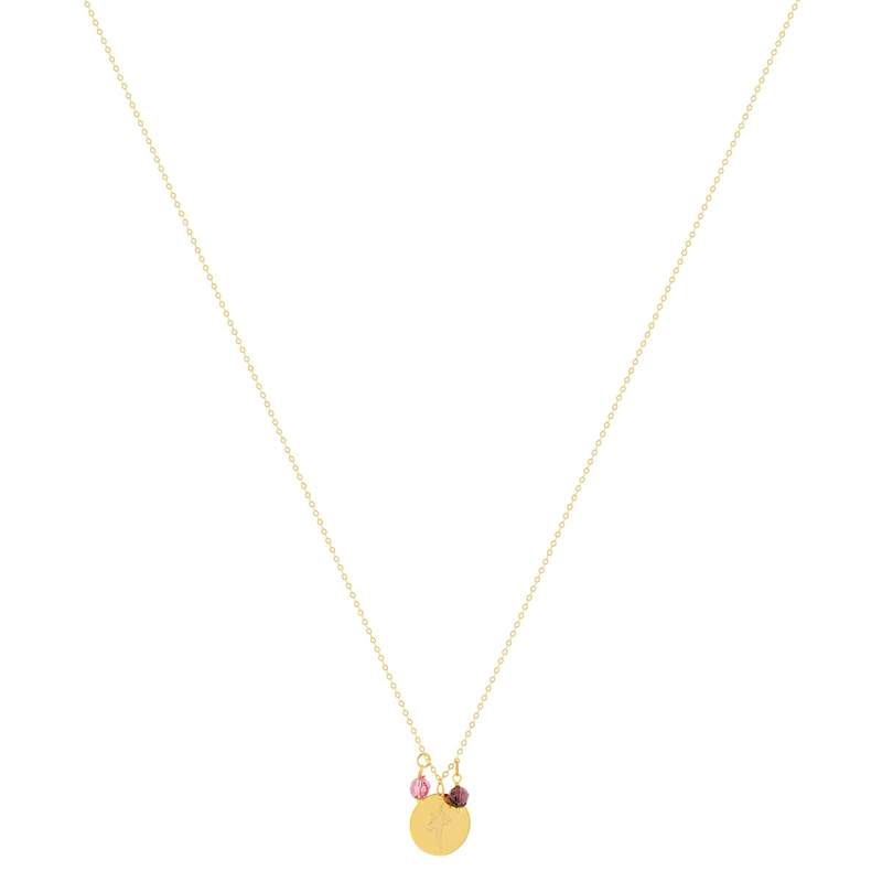 Collier or 375 jaune pierres synthétiques violettes 45cm - vue 2