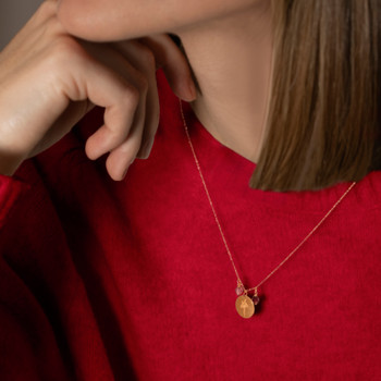 Collier or 375 jaune pierres synthétiques violettes 45cm