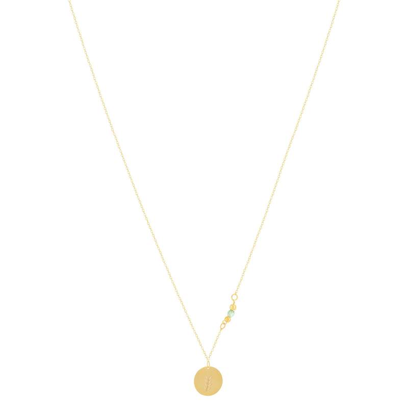 Collier or 375 jaune pierres synthétiques vertes 45cm - vue 2