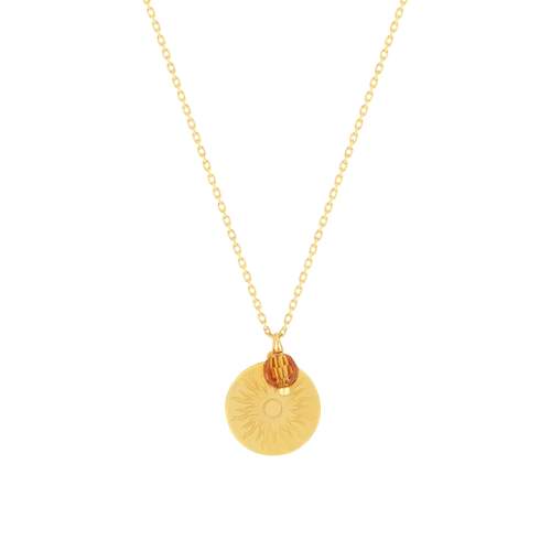Ketting goud 375 geel synthetische stenen oranje 45cm