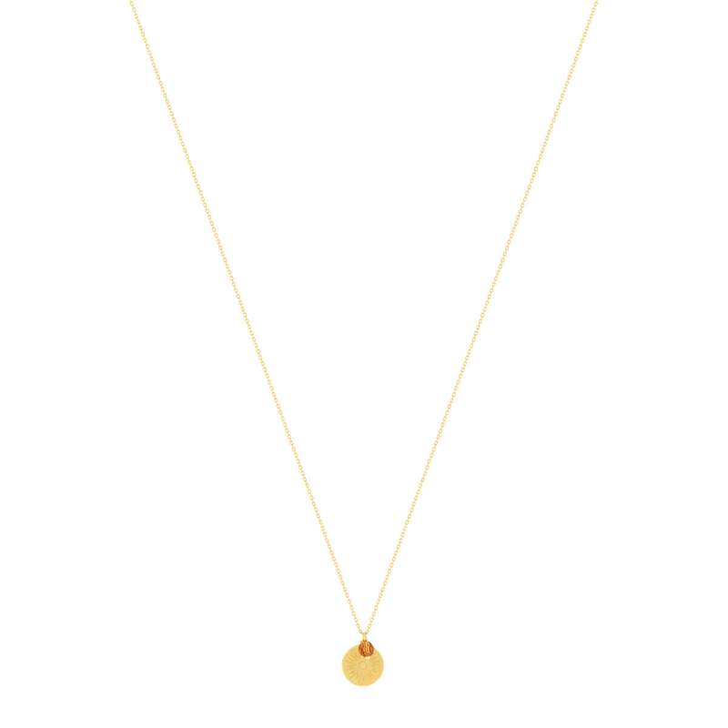 Collier or 375 jaune pierres synthétiques oranges 45cm - vue 2
