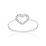 Bague or 375 blanc diamants - vue 1