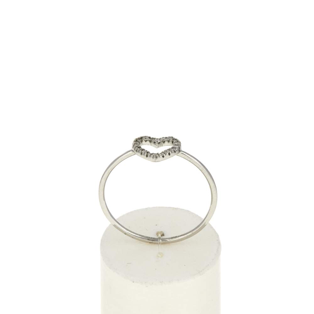 Bague or 375 blanc diamants - vue 1