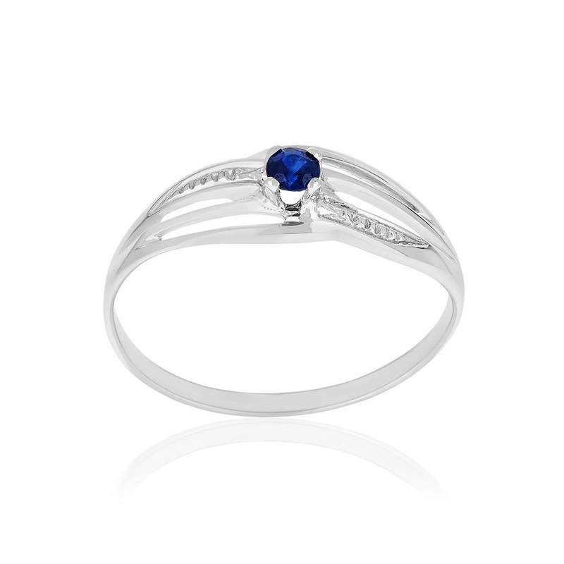 Bague or 375 blanc saphirs - vue 1