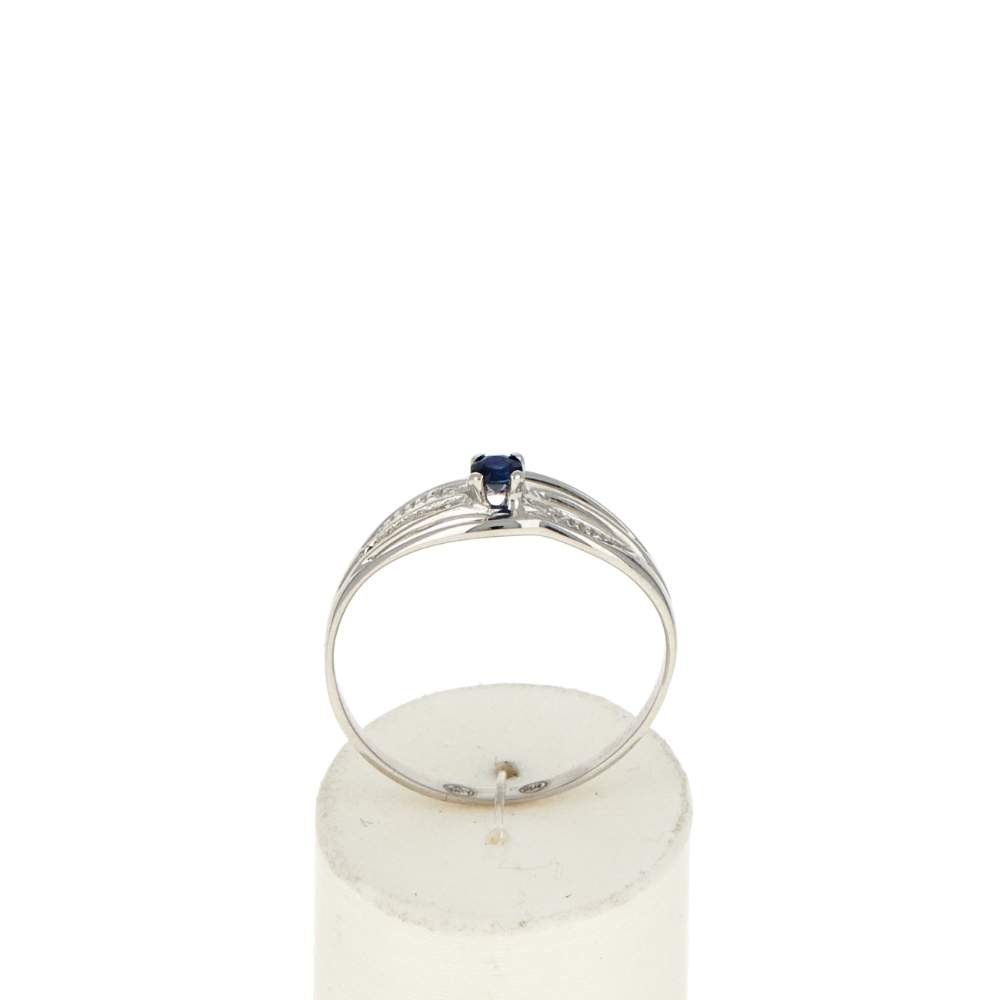 Bague or 375 blanc saphirs - vue 1