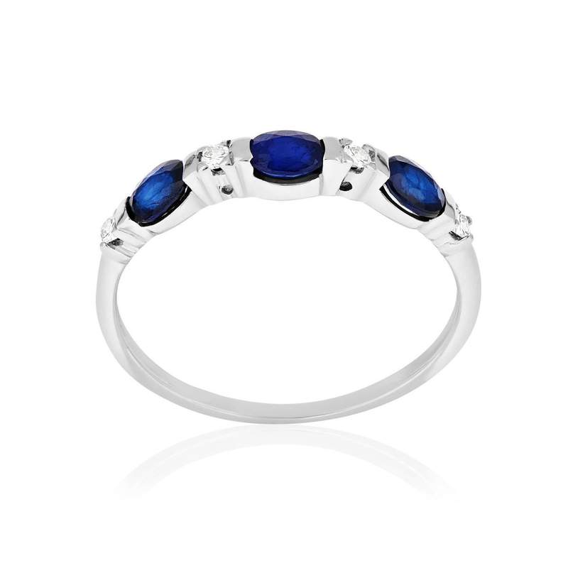 Bague or 375 blanc saphirs et zirconias - vue 1