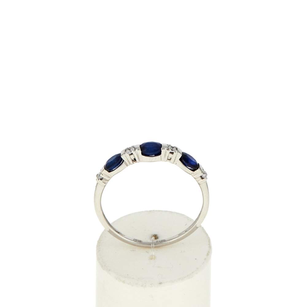 Bague or 375 blanc saphirs et zirconias - vue 1