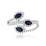 Bague or 375 blanc saphirs et zirconias - vue 3