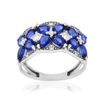 Bague or 375 blanc saphirs et zirconias - vue 1