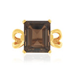 Bague or 375 jaune quartz fumés - vue 3