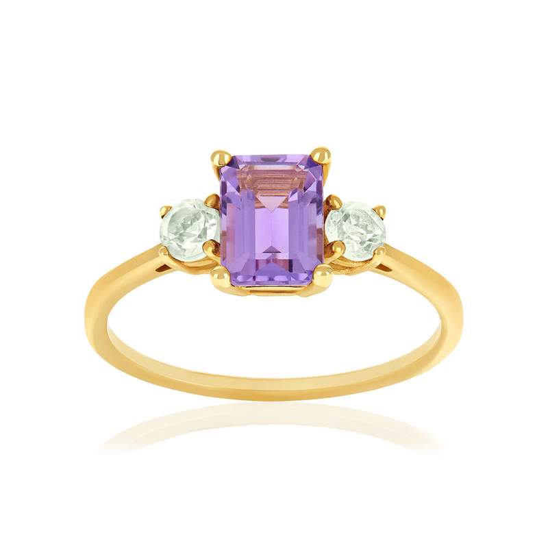 Bague or 375 jaune améthystes - vue 1