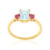 Ring van 375 geelgoud met sky blue en roze behandelde topaas - afbeelding V1