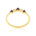Bague or 375 jaune saphirs et zirconias - vue 1