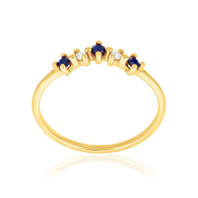 Gouden ring 375 gele saffieren en zirkonia's