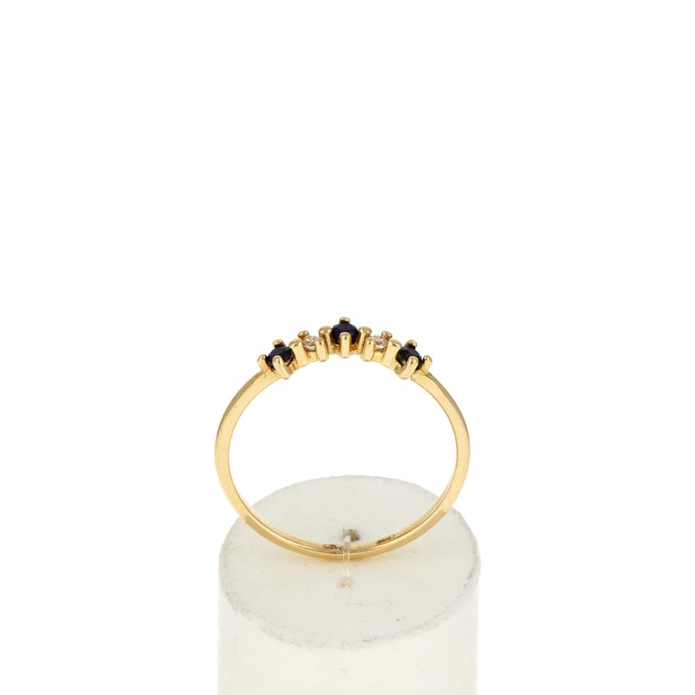 Bague or 375 jaune saphirs et zirconias - vue 1