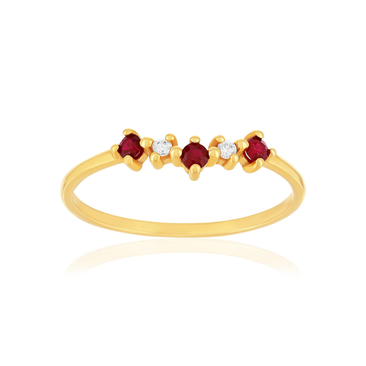 Bague or 375 jaune rubis et zirconias