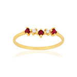 Bague or 375 jaune rubis et zirconias - vue 1