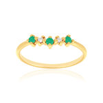 Bague or 375 jaune émeraudes et zirconias - vue 1