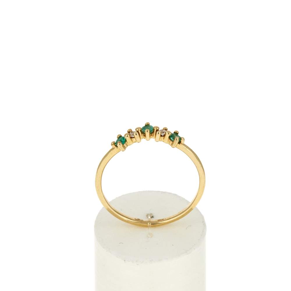 Bague or 375 jaune émeraudes et zirconias - vue 1