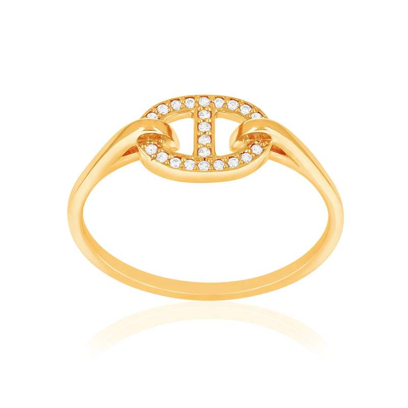 Bague or 375 jaune zirconias - vue 1