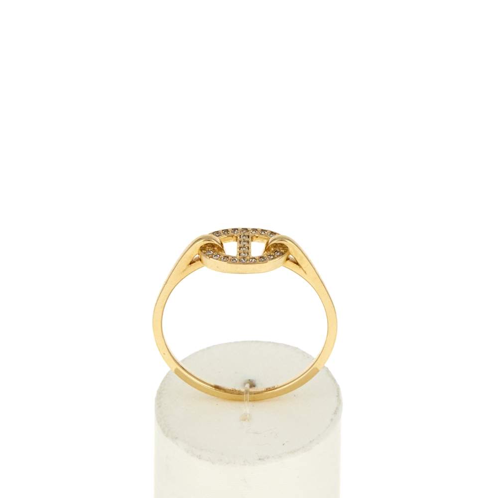 Bague or 375 jaune zirconias - vue 1
