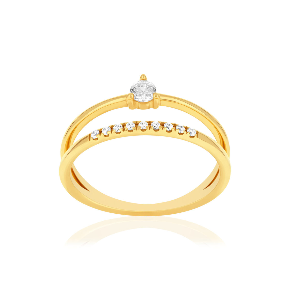 Bague or 375 jaune zirconias