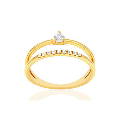 Gouden ring 375 gele zirkonia's