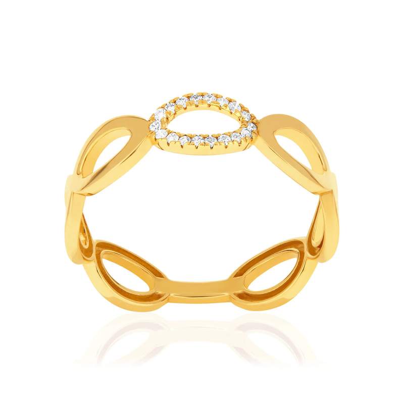 18K yellow gold diamond ring - view 1