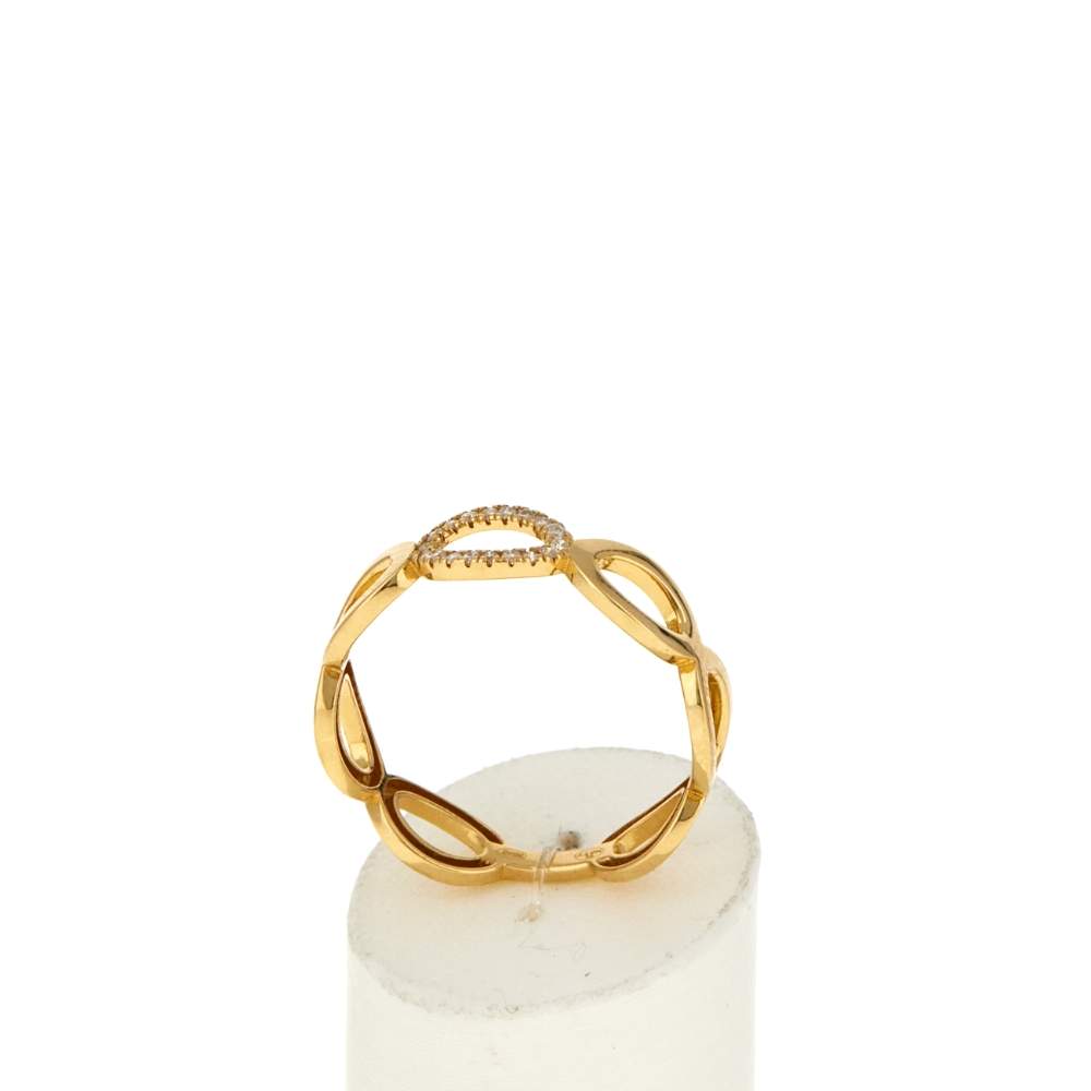 Gold ring 375 yellow diamonds - view 2