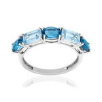 750 white gold ring with London Blue and Sky Blue treated topaz stones - view 1