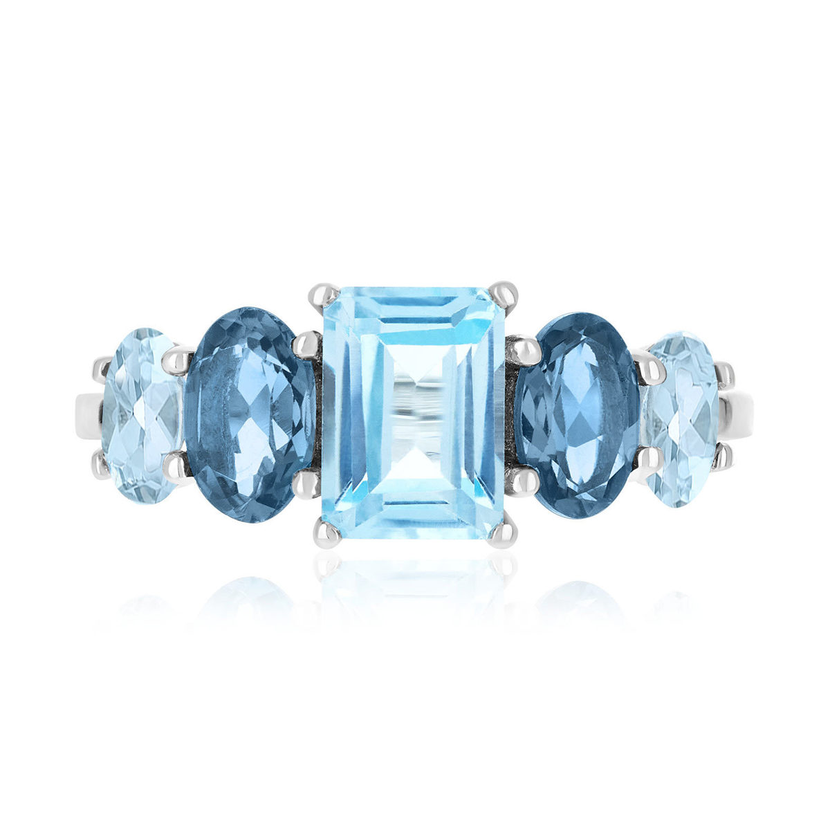 Bague or 750 blanc topazes traitées sky blue et london blue - vue 3