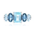 Bague or 750 blanc topazes traitées sky blue et london blue - vue 3