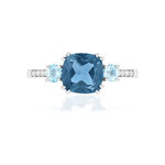 Bague or 750 blanc topazes traitées london blue, sky blue et zirconias - vue 3