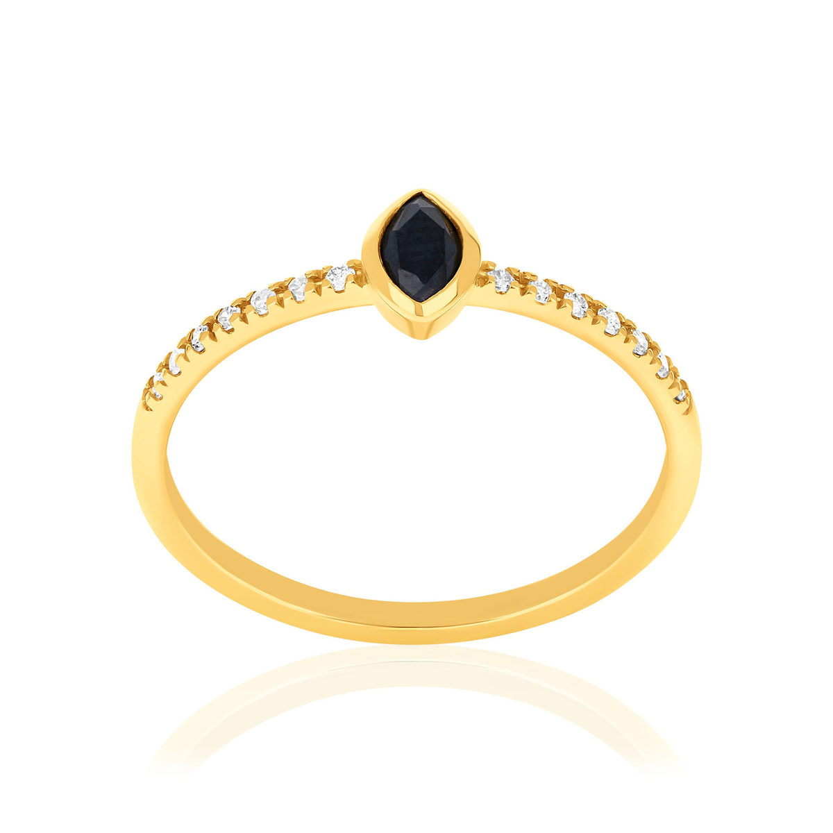 Bague or 750 jaune saphirs et diamants