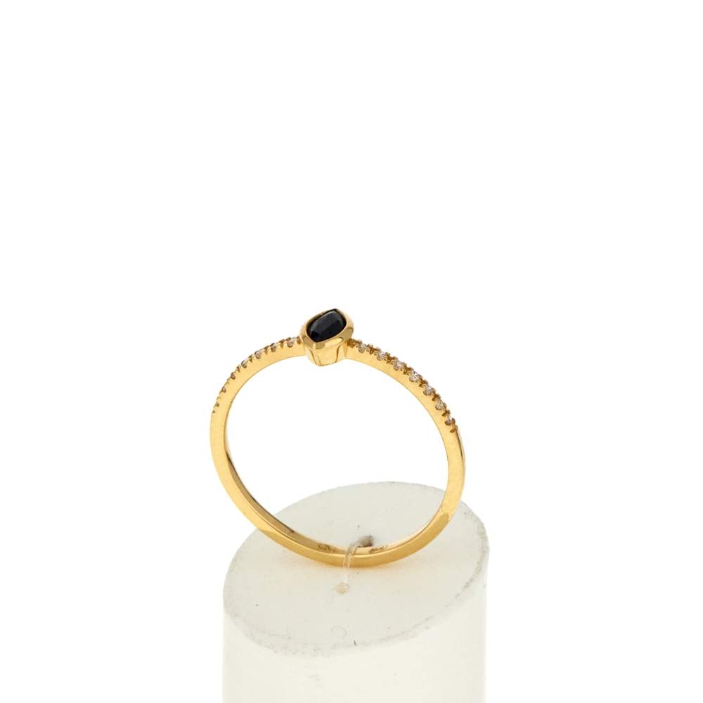 Bague or 750 jaune saphirs et diamants - vue 2