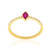 Bague or 750 jaune rubis et diamants - vue V1