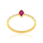 Bague or 750 jaune rubis et diamants - vue 1