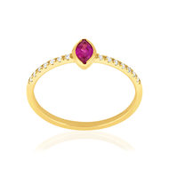 Bague or 750 jaune rubis et diamants