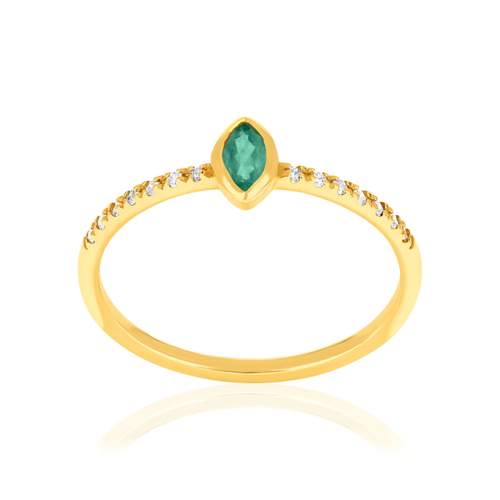 Gold 750 yellow emeralds and diamonds ring