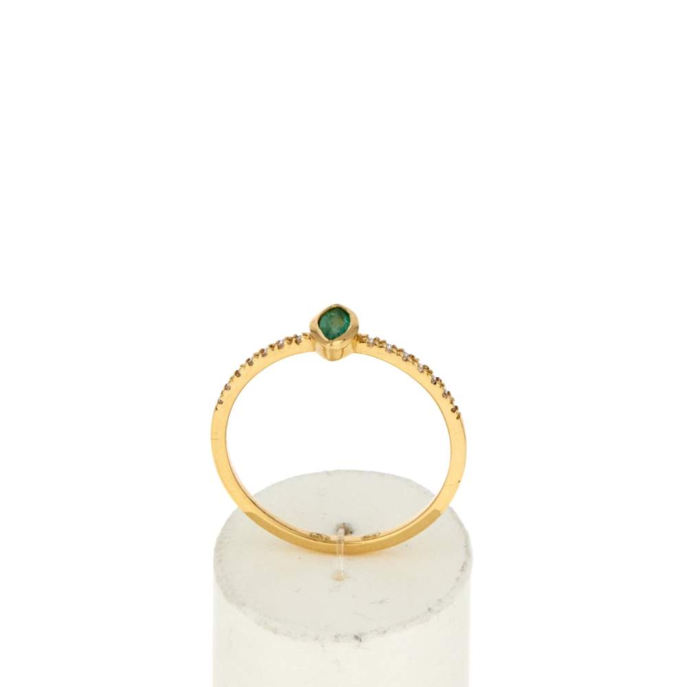 Bague or 750 jaune émeraudes et diamants - vue 1