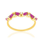 Bague or 750 jaune rubis et diamants - vue 1