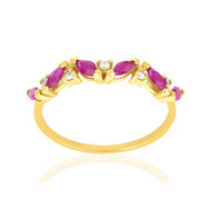 Bague or 750 jaune rubis et diamants