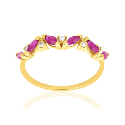 Gold 750 yellow ruby and diamond ring