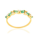 Bague or 750 jaune émeraudes et diamants - vue 1