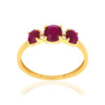 Bague or 750 jaune rubis et diamants - vue 1