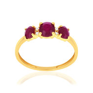 Bague or 750 jaune rubis et diamants