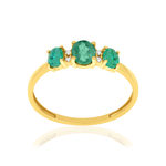 Bague or 750 jaune émeraudes et diamants - vue 1