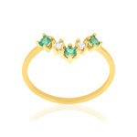 Bague or 750 jaune émeraudes et diamants - vue 1