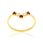 Bague or 750 jaune rubis et diamants - vue 1